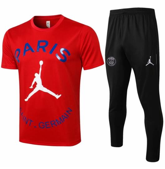 2021/22 PSG x Jordan Red Training Kits Paris Shirt with Pants